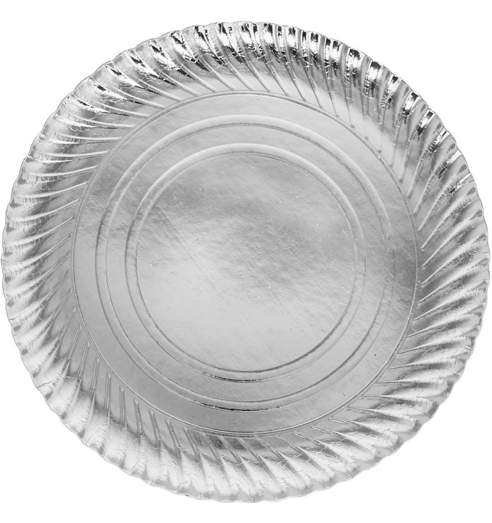 Plato de Carton Redondo Plata 300mm (100 Uds) Plato de Carton Redondo Plata 300mm (100 Uds)
