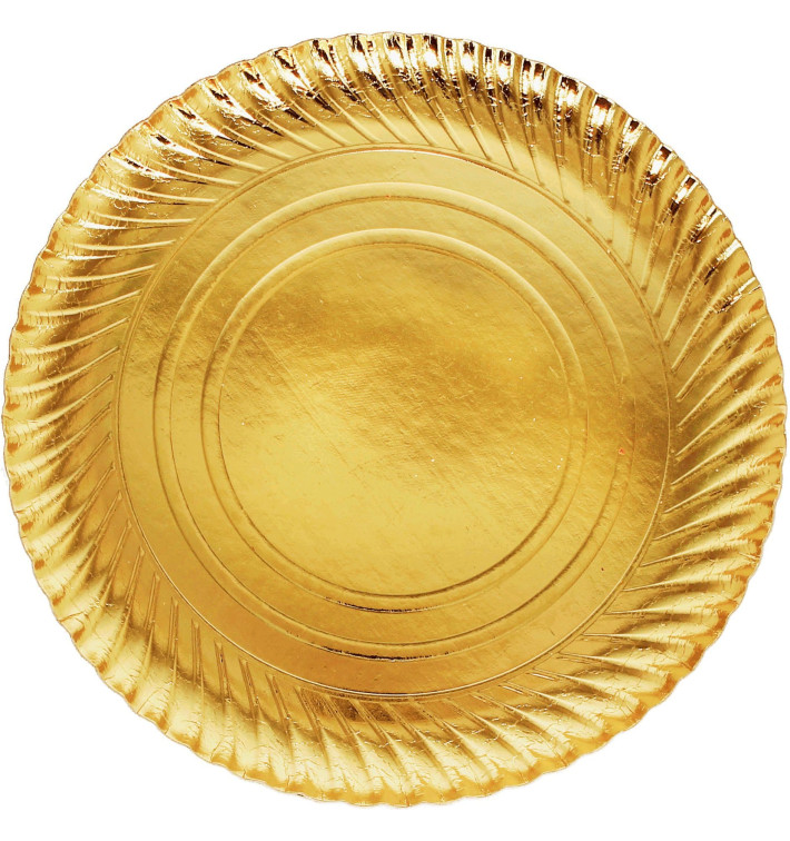 Plato de Carton Oro Redondo 300mm (100 Uds) Plato de Carton Oro Redondo 300mm (100 Uds)