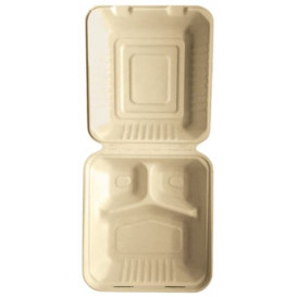 Envase MenuBox Caña Azúcar 3C Natural 20x20x7,5cm (50 Uds)