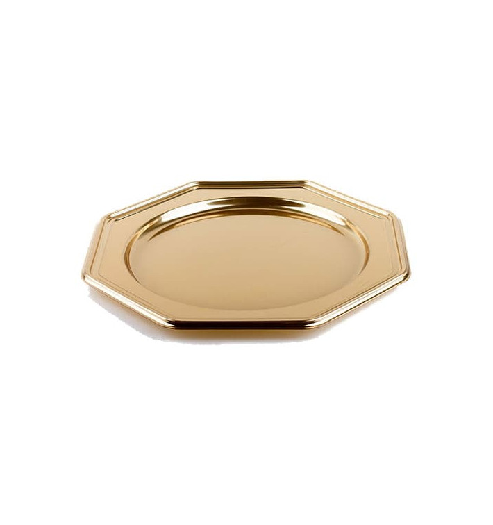 Bajoplato de Plastico Catering Octog. Oro 30 cm (5 Uds) Bajoplato de Plastico Catering Octog. Oro 30 cm (5 Uds)