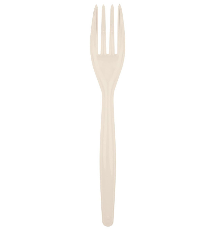 Tenedor de Plastico Easy PS Crema 180mm (20 Uds) Tenedor de Plastico Easy PS Crema 180mm (20 Uds)