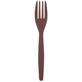 Tenedor de Plastico Easy PS Marron 180mm (20 Uds)