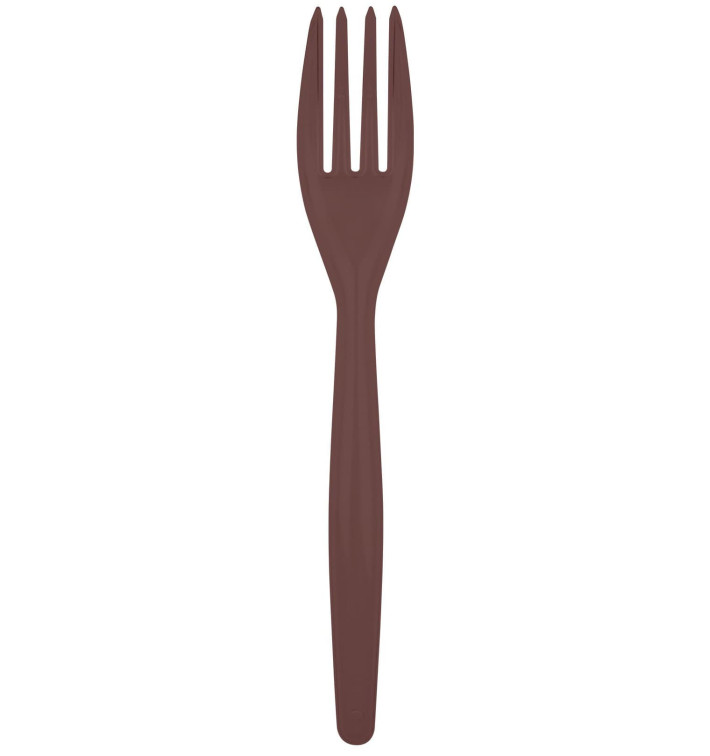 Tenedor de Plastico Easy PS Marron 180mm (20 Uds) Tenedor de Plastico Easy PS Marron 180mm (20 Uds)