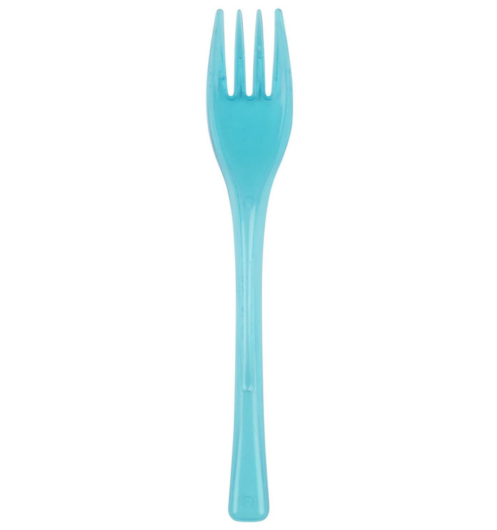 Tenedor de Plastico Fly Turquesa Transp. 140mm (50 Uds) Tenedor de Plastico Fly Turquesa Transp. 140mm (50 Uds)