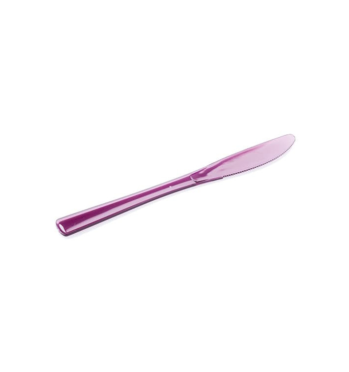 Cuchillo de Plastico Premium Berenjena 200mm (10 Uds) Cuchillo de Plastico Premium Berenjena 200mm (10 Uds)