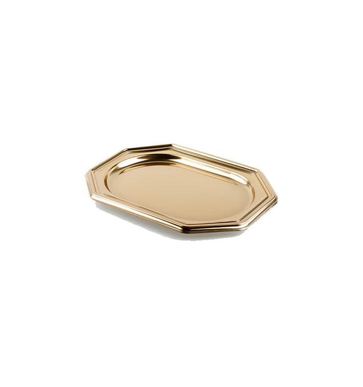 Bandeja de Plastico Octogonal Oro 36x24 cm (5 Uds) Bandeja de Plastico Octogonal Oro 36x24 cm (5 Uds)