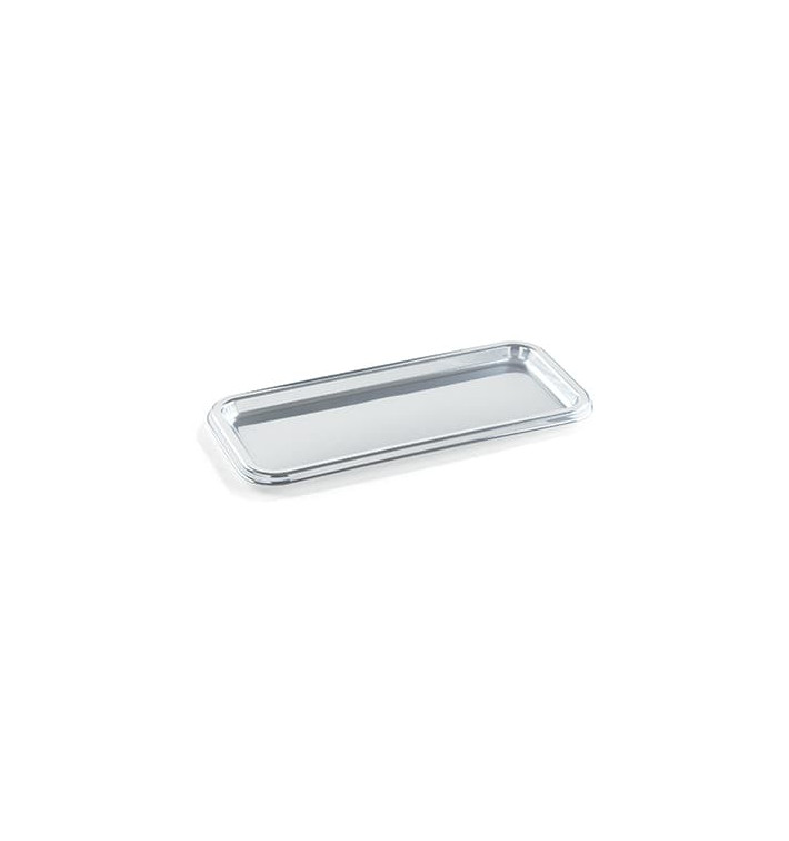 Bandeja Plastico Rectangular Plata 35X16 cm (5 Uds) Bandeja Plastico Rectangular Plata 35X16 cm (5 Uds)