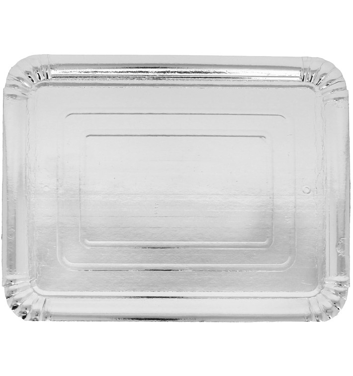Bandeja de Carton Rectangular Plateada 25x34cm (100 Uds) Bandeja de Carton Rectangular Plateada 25x34cm (100 Uds)