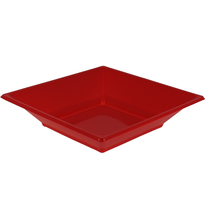 Plato de Plastico Hondo Cuadrado Rojo 170mm (5 Uds) Plato de Plastico Hondo Cuadrado Rojo 170mm (5 Uds)