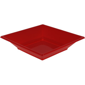 Plato de Plastico Hondo Cuadrado Rojo 170mm (25 Uds)
