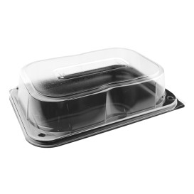 Bandeja Plastico Negro + tapa 24x17cm (1 Kit)