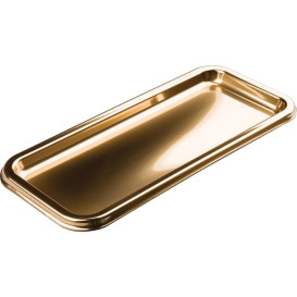 Bandeja Plastico Rectangular Oro 35x16cm (5 Uds)