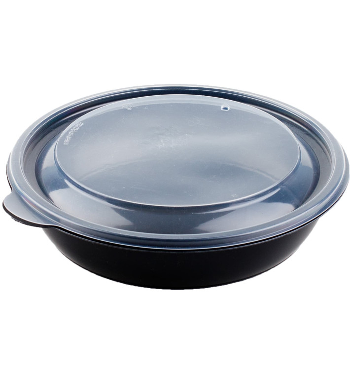 Tarrina de Plastico Negro PP + tapa Ø190x40mm (15 Uds) Tarrina de Plastico Negro PP + tapa Ø190x40mm (15 Uds)