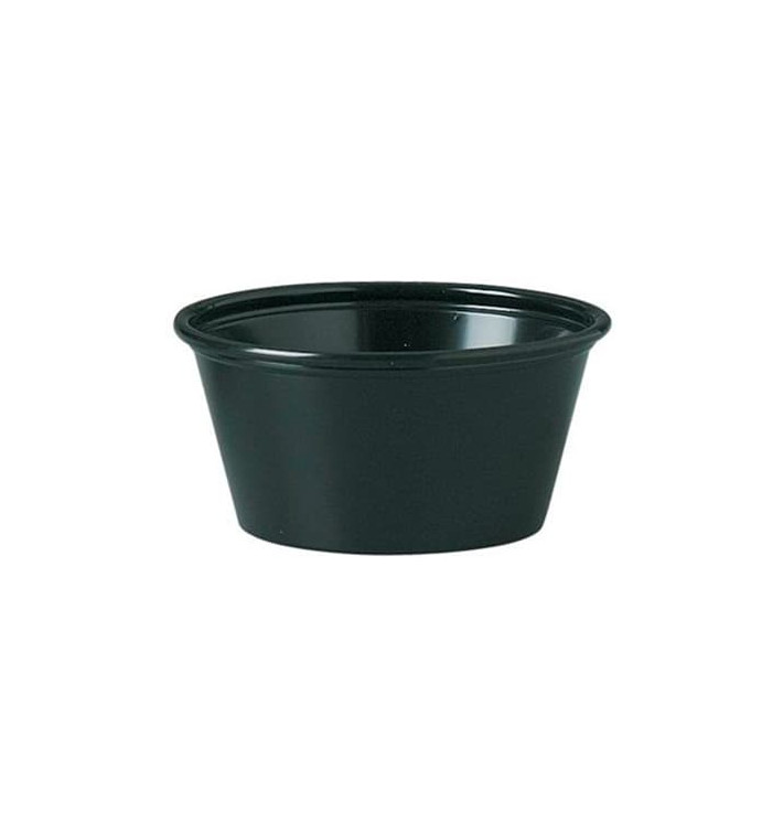 Tarrina de Plastico PP para Salsas Negro 60ml Ø66mm (125 Uds) 