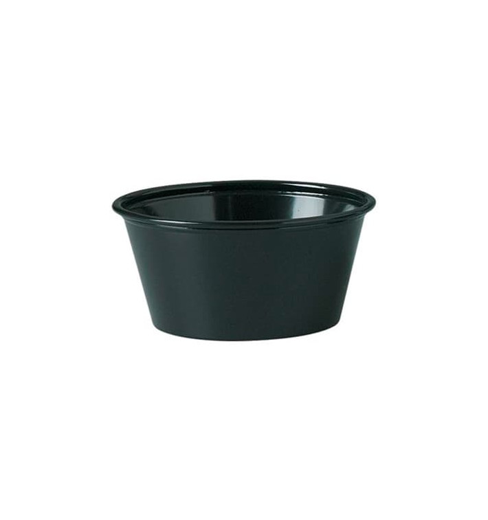 Tarrina de Plastico PP para Salsas Negra 100ml Ø73mm (125 Uds) Tarrina de Plastico PP para Salsas Negra 100ml Ø73mm (125 Uds)