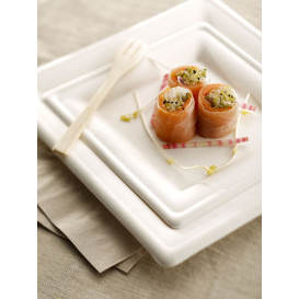 Plato Cuadrado Caña de Azucar Blanco 260x260mm (10 Uds)