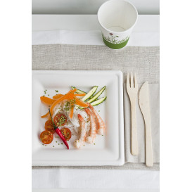 Plato Cuadrado Caña de Azucar Blanco 260x260mm (10 Uds)