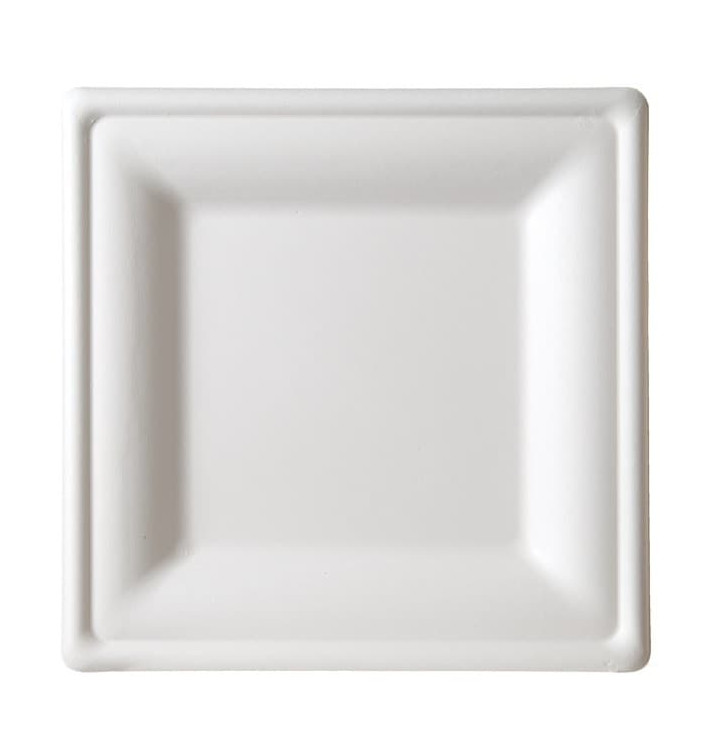 Plato Cuadrado Caña de Azucar Blanco 260x260mm (10 Uds)