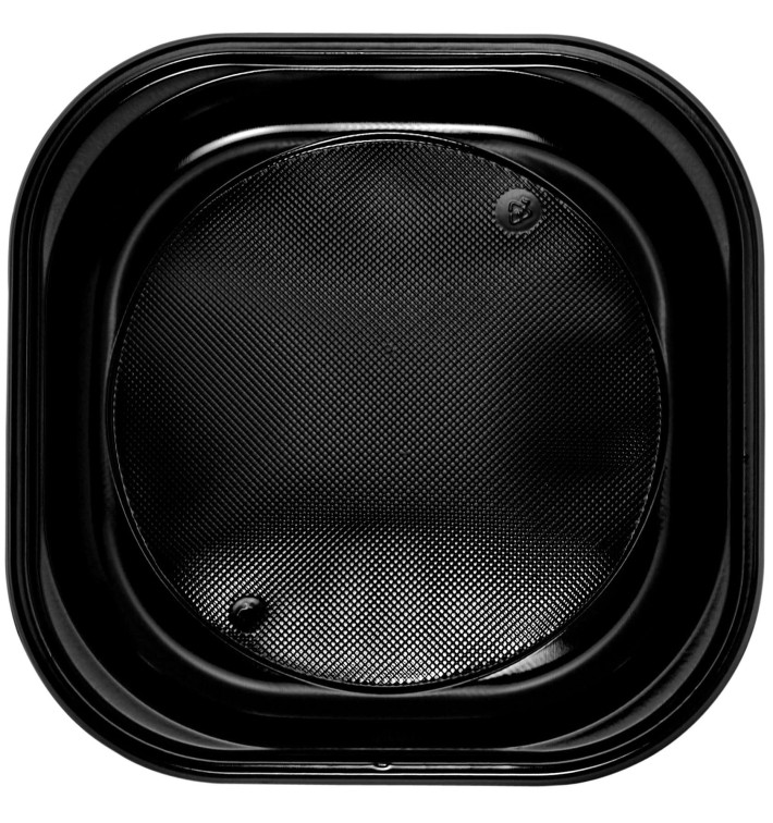 Plato de Plastico PS Cuadrado Negro 200x200mm (30 Uds) Plato de Plastico PS Cuadrado Negro 200x200mm (30 Uds)