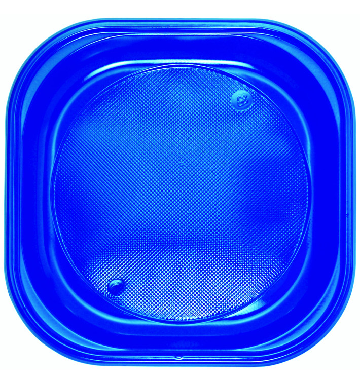 Plato de Plastico PS Cuadrado Azul Oscuro 200x200mm (30 Uds) Plato de Plastico PS Cuadrado Azul Oscuro 200x200mm (30 Uds)