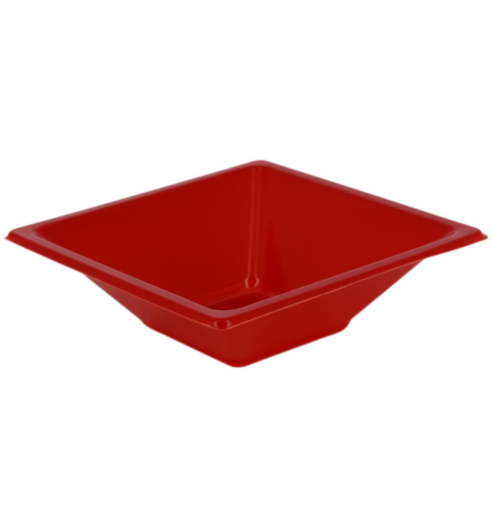 Bol de Plastico Cuadrado Rojo 120x120x40mm (25 Uds)