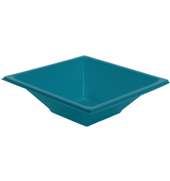 Bol de Plastico Cuadrado Turquesa 120x120x40mm (12 Uds)