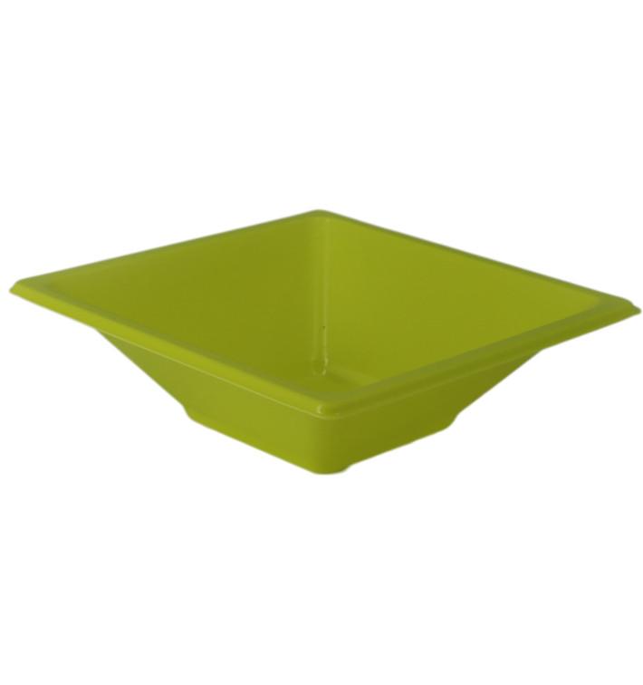 Bol de Plastico Cuadrado Pistacho 120x120x40mm (12 Uds)