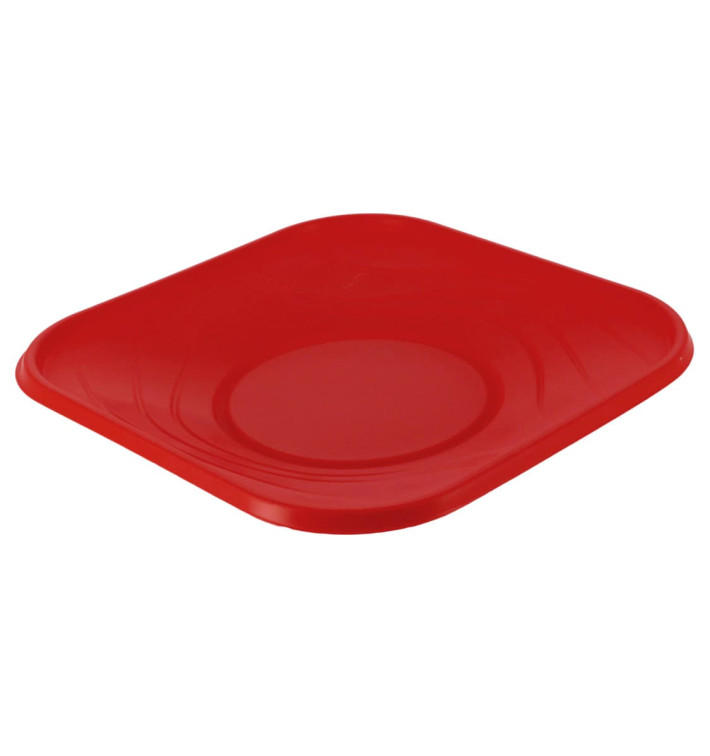 Plato de Plastico PP "X-Table" Cuadrado Rojo 230mm (8 Uds) Plato de Plastico PP "X-Table" Cuadrado Rojo 230mm (8 Uds)