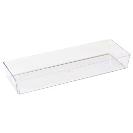Bandeja de Plastico Rectangular Transparente 4,6x13cm (50 Uds)