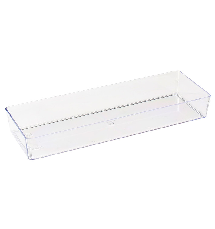 Bandeja de Plastico Rectangular Transparente 4,6x13cm (50 Uds)