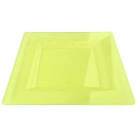 Plato Plastico Cuadrado Extra Rigido Verde 20x20cm (4 Uds)