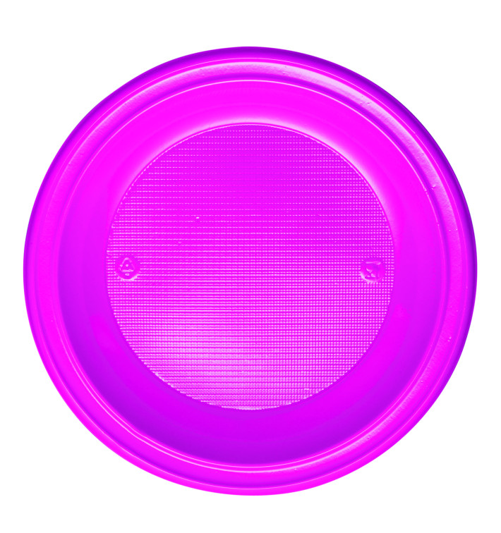 Plato de Plastico PS Hondo Fucsia Ø220mm (30 Uds)