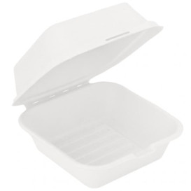 Envase Hamburguesa Caña Azúcar Blanco 152x152x84mm (50 Uds)