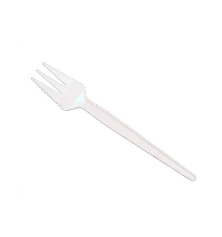 Tenedor Sierra de Plastico PS Blanco 135 mm (100 uds) Tenedor Sierra de Plastico PS Blanco 135 mm (100 uds)