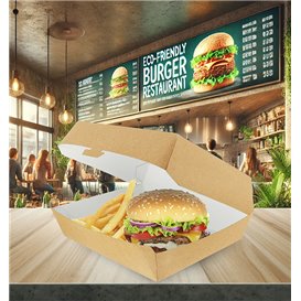 Caja Kraft para Hamburguesa Gigante 18,6x14,6x4cm (200 Uds)