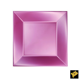 Plato de Plastico Llano Rosa Pearl Nice PP 230mm (25 Uds)