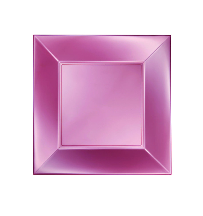 Plato de Plastico Llano Rosa Pearl Nice PP 230mm (25 Uds)