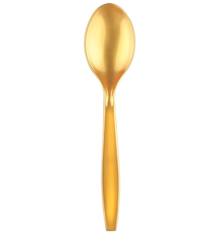 Cuchara de Plastico PS Premium Oro 190mm (50 Uds) Cuchara de Plastico PS Premium Oro 190mm (50 Uds)