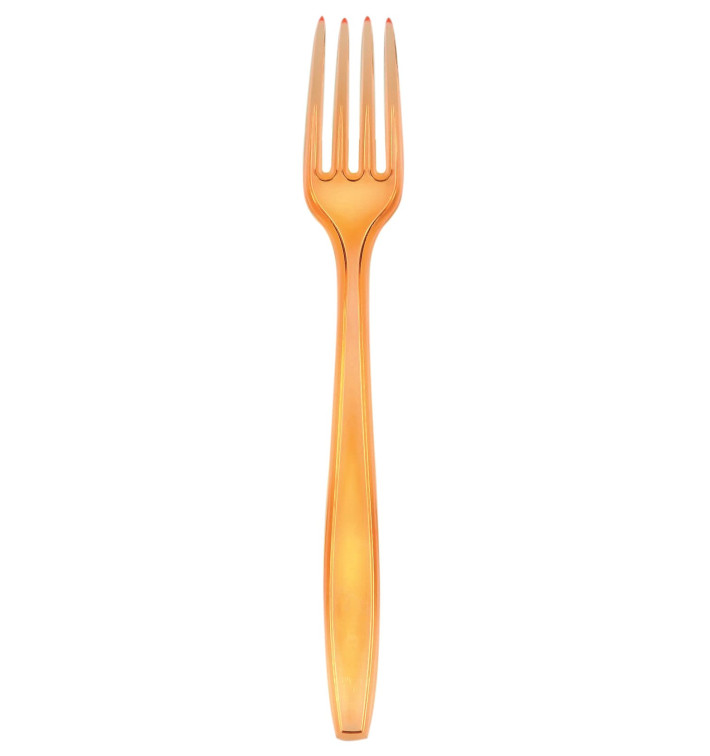 Tenedor de Plastico PS Premium Naranja 190mm (50 Uds) Tenedor de Plastico PS Premium Naranja 190mm (50 Uds)