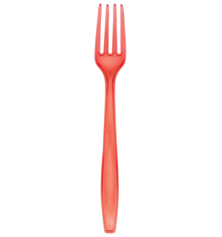 Tenedor de Plastico PS Premium Rojo 190mm (50 Uds) Tenedor de Plastico PS Premium Rojo 190mm (50 Uds)