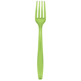 Tenedor de Plastico PS Premium Verde Lima 190mm (50 Uds)