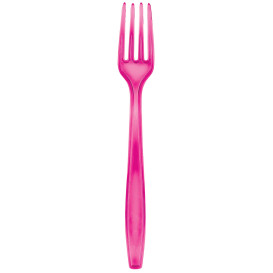 Tenedor de Plastico PS Premium Fucsia 190mm (50 Uds)