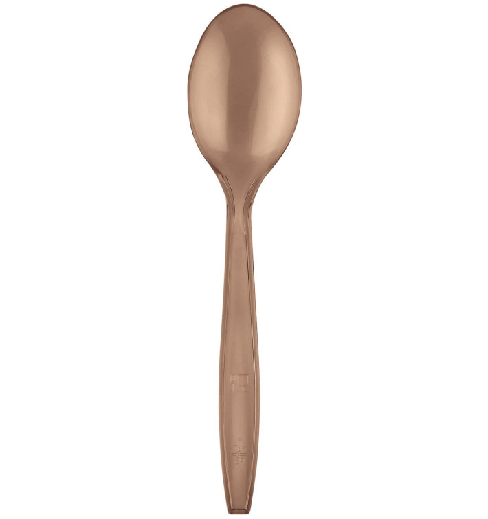 Cuchara de Plastico PS Premium Marron 190mm (50 Uds)