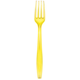 Tenedor de Plastico PS Premium Amarillo 190mm (50 Uds)