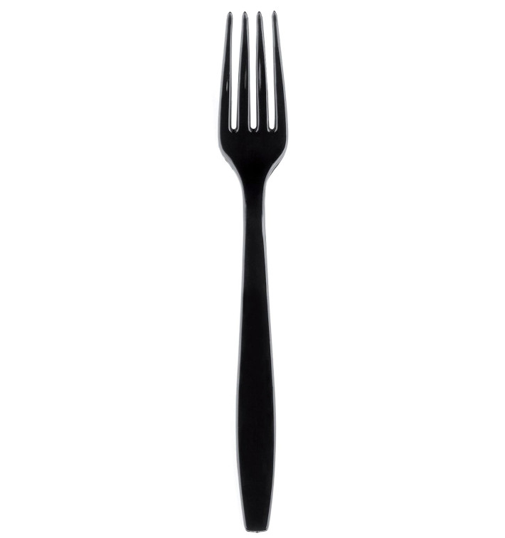 Tenedor de Plastico Premium PS Negro 190mm (50 Uds) Tenedor de Plastico Premium PS Negro 190mm (50 Uds)