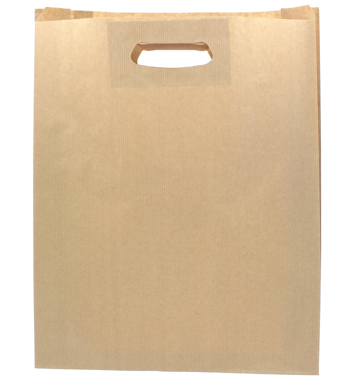 Bolsa Papel Kraft Asas Troqueladas 70g 41+10x42cm (50 Uds)