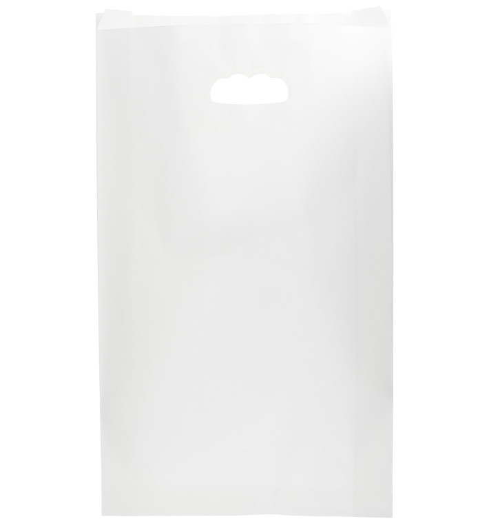 Bolsa Papel Blanco Asas Troqueladas 70g 24+7x37cm (50 Uds)