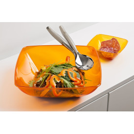 Bol de Plastico Cuadrado Naranja 28x28cm (1 Uds)