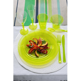 Plato Plastico Redondo Extra Rigido Verde 26cm (6 Uds)