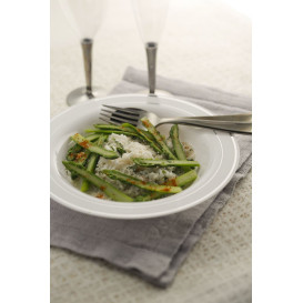 Plato Plastico Extra Rigido Hondo con Ribete Plata 23cm (20 Uds)